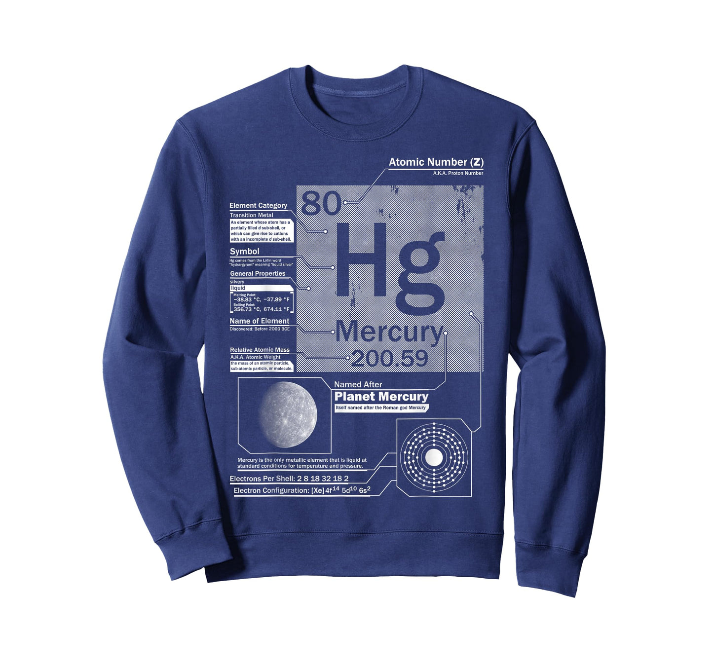 Mercury (Hg) Element | Atomic Number 80 Science Chemistry T-Shirt