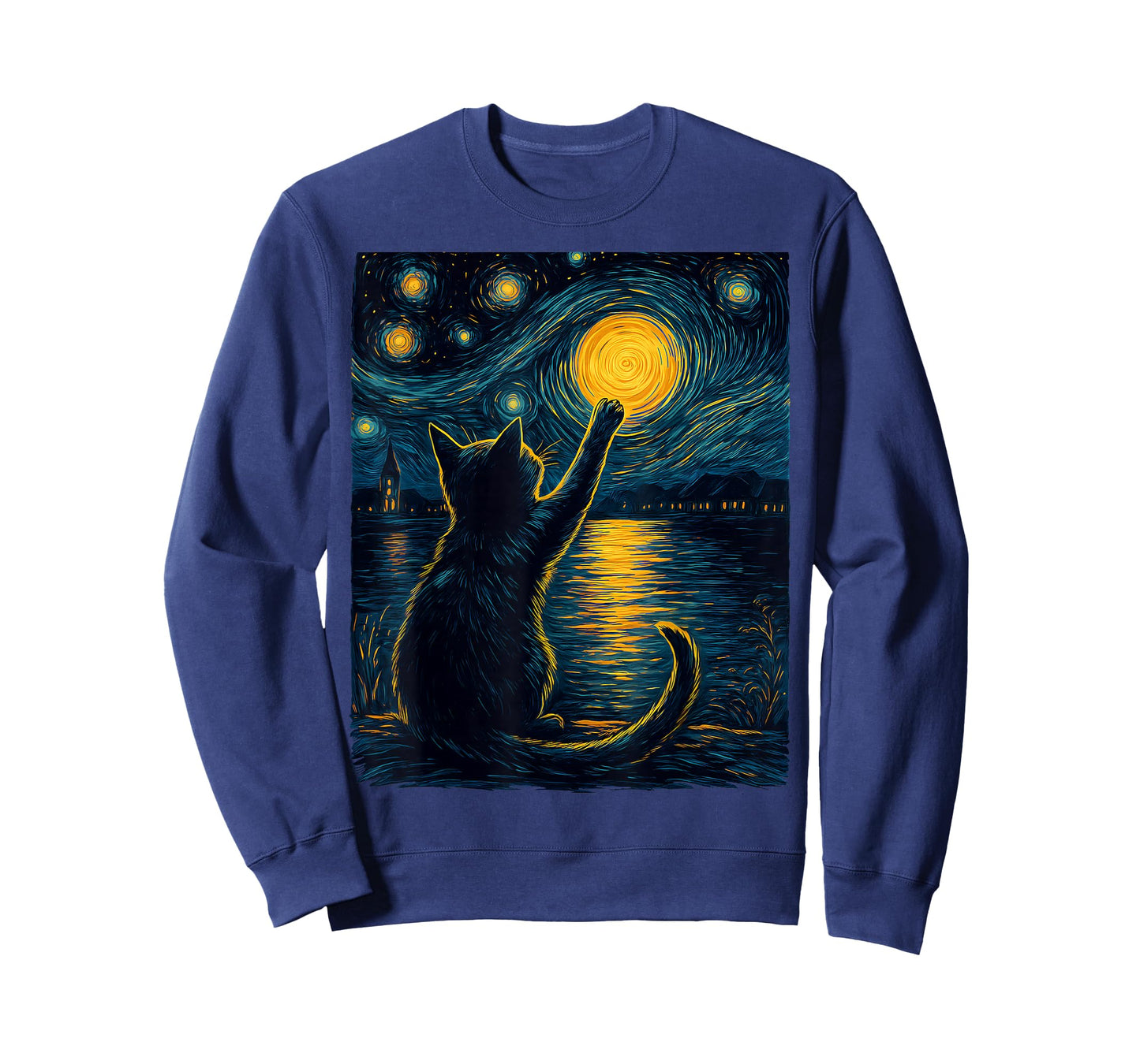 Black Cats Lover Starry Night Vincent Van Gogh T-Shirt