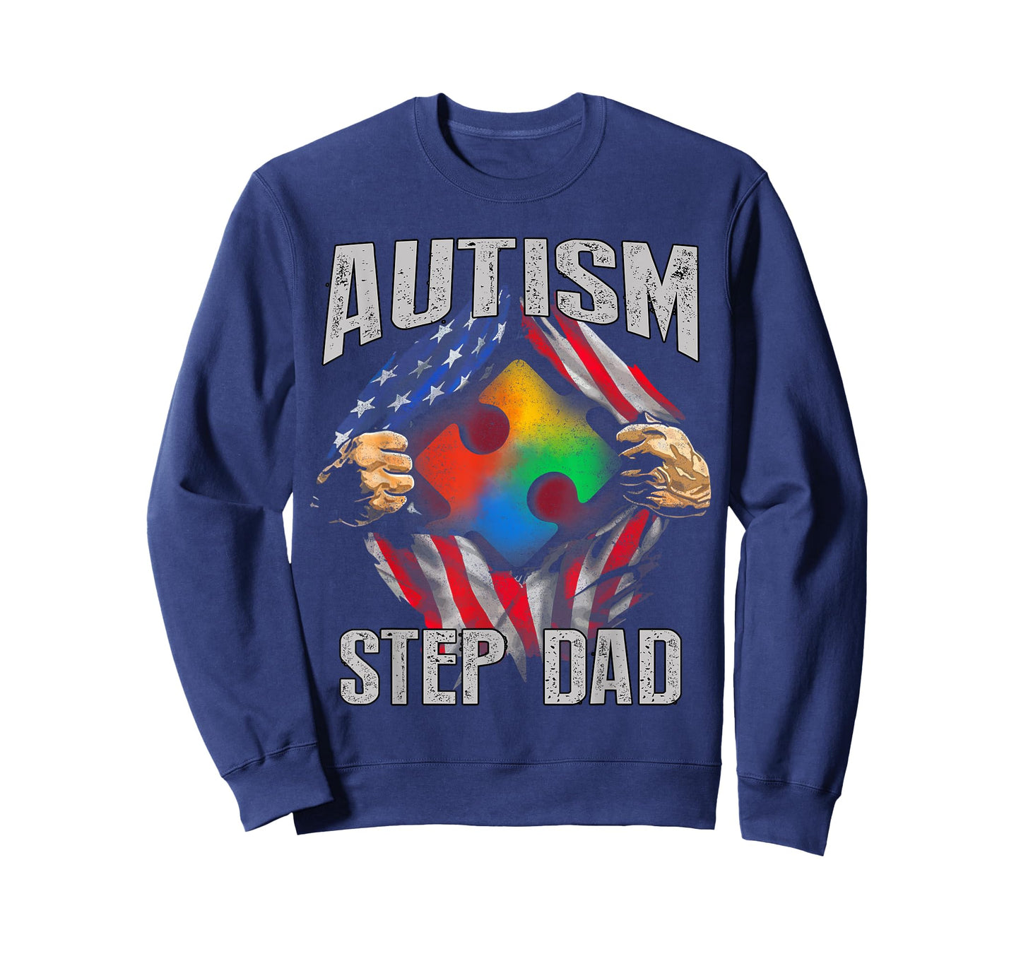 Autism Step Dad American Flag Autism Awareness T-Shirt T-Shirt