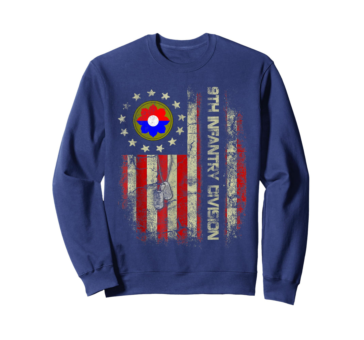 Vintage American Flag 9th Infantry Division Veteran Military T-Shirt