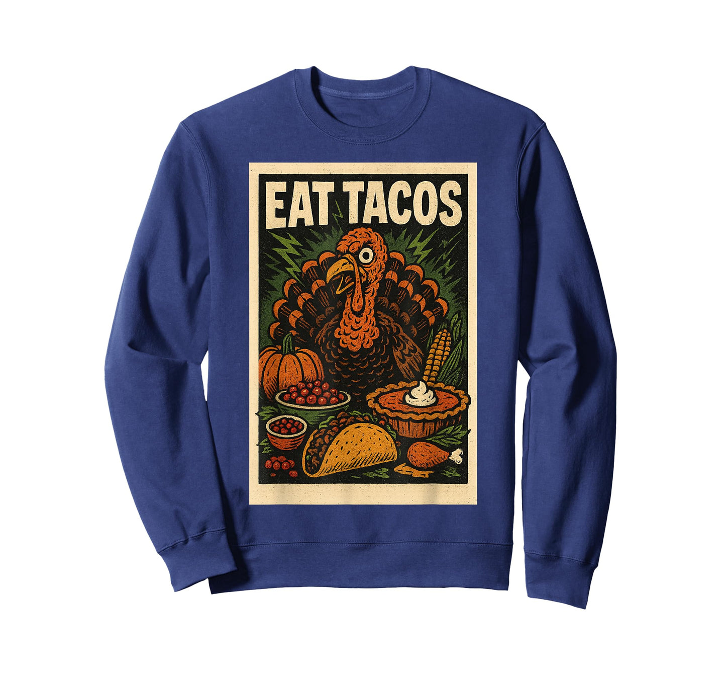 Funny Thanksgiving Shirt Eat Tacos Turkey Retro Horror Comic T-Shirt