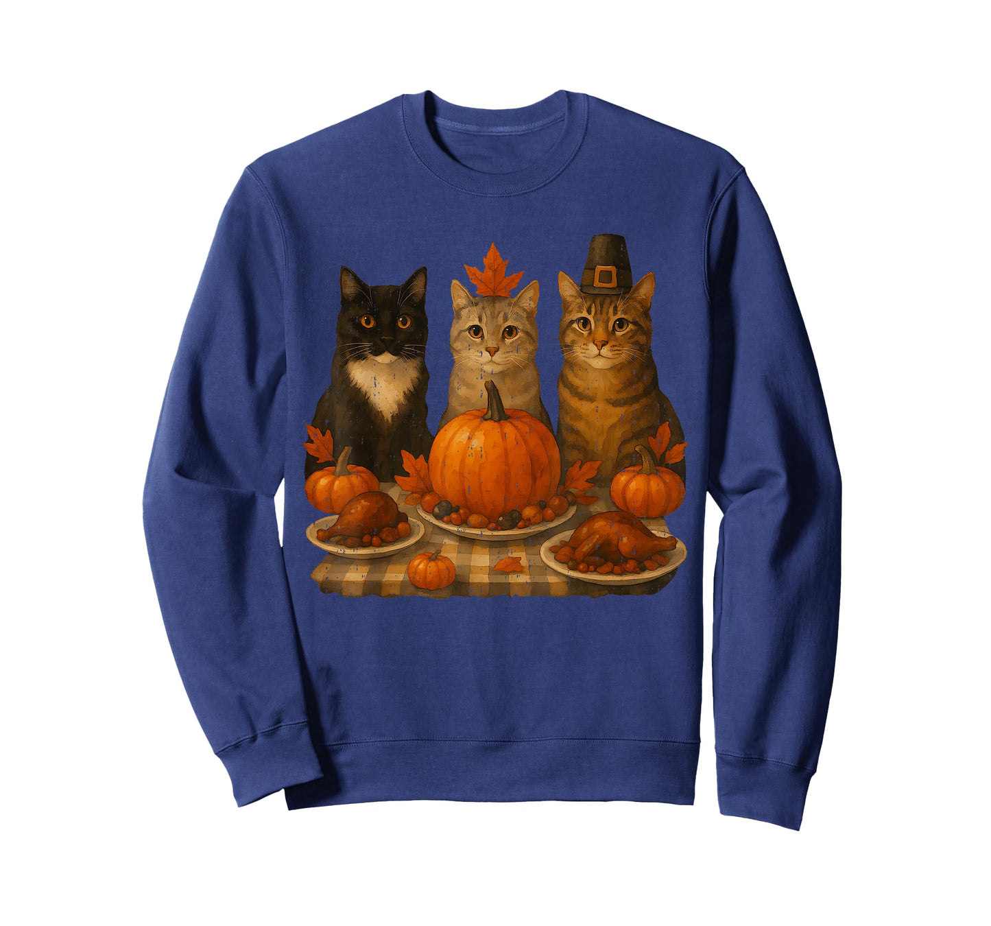 Funny Cats Dinner Feast Pumpkin Turkey Thanksgiving Party T-Shirt