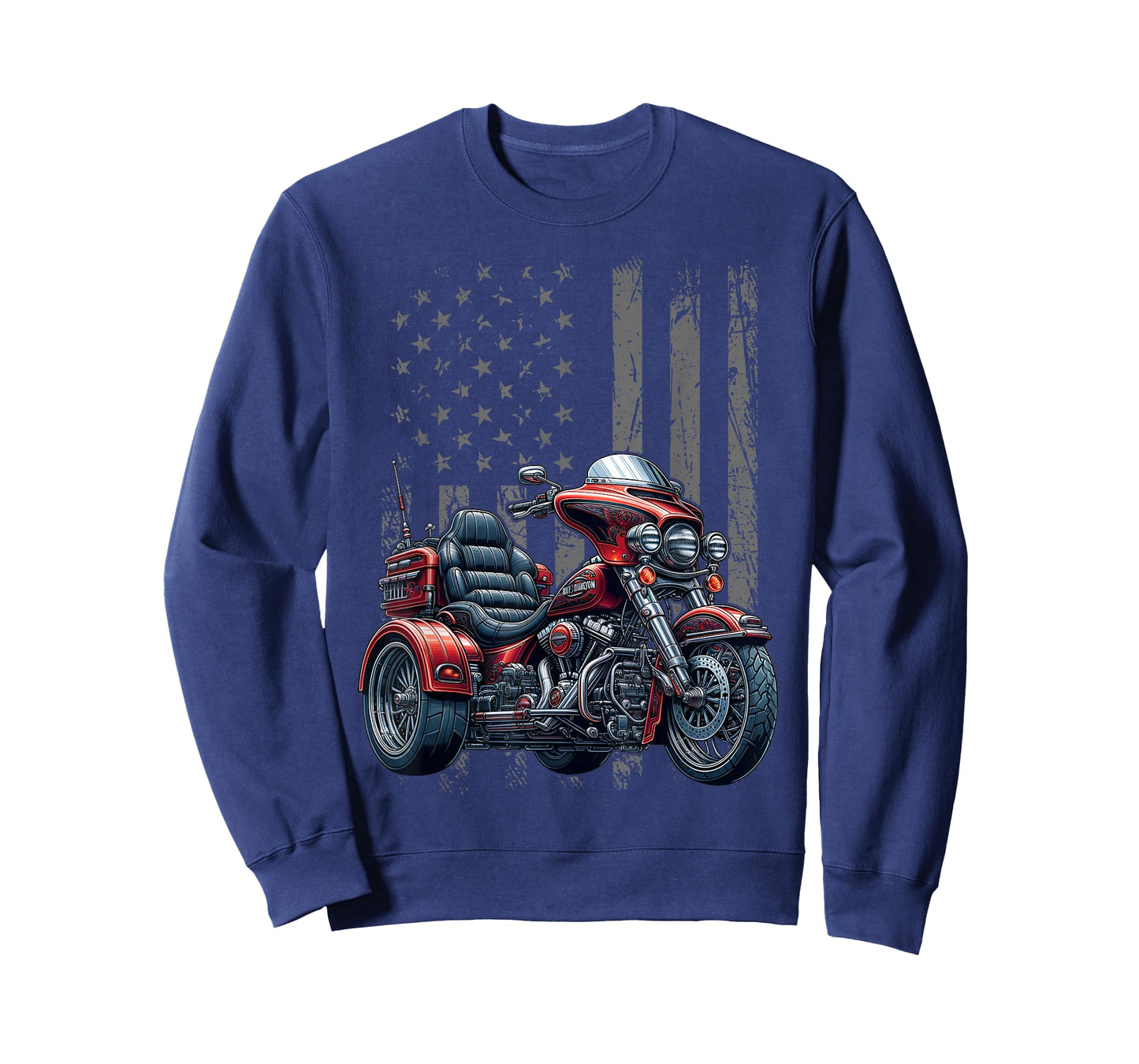3 Wheels Motorcycle Trike Patriotic American Flag Trike T-Shirt