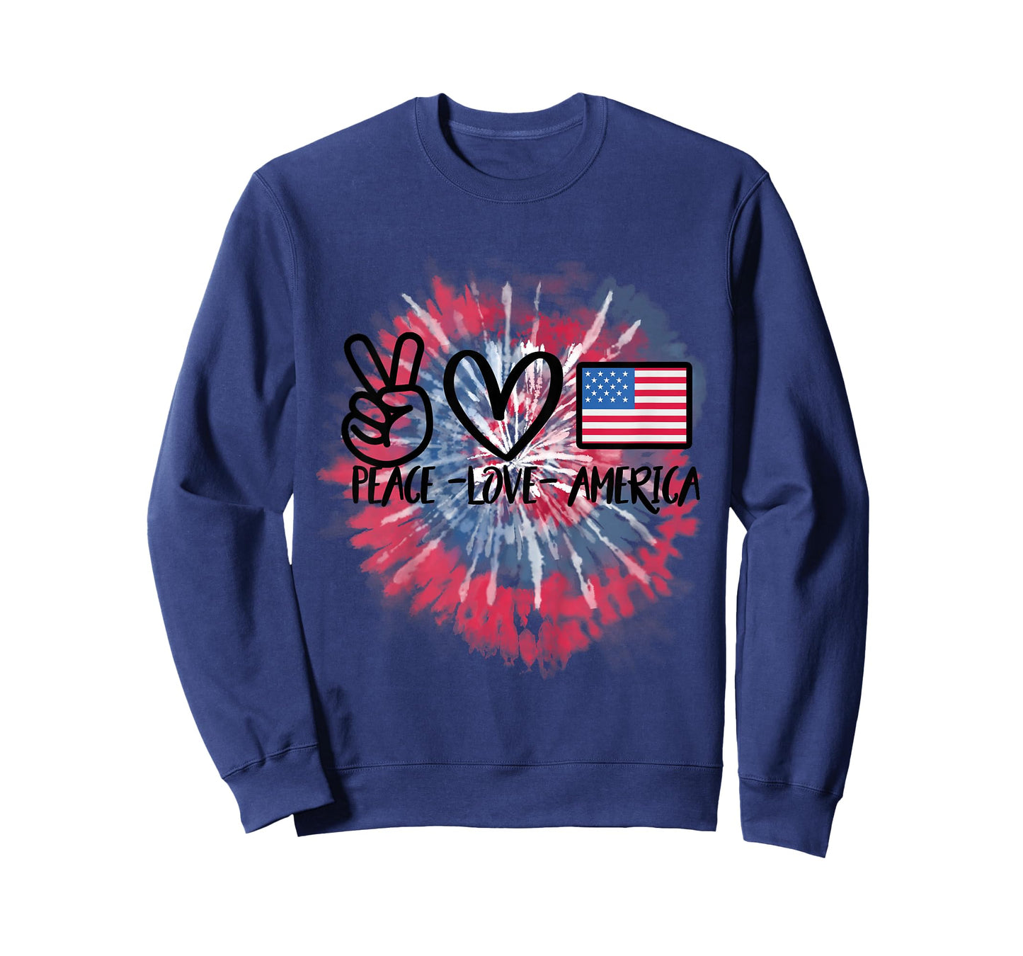 Peace Love America Tie Dye 4th of July Patriotic for Girls T-Shirt