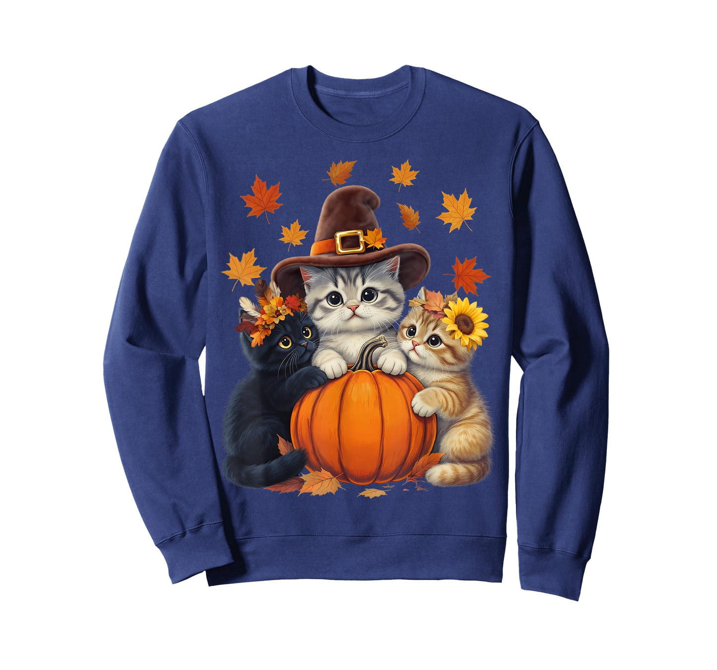 Thanksgiving Kittens and Pumpkin Cats Lover Men Women Fall T-Shirt