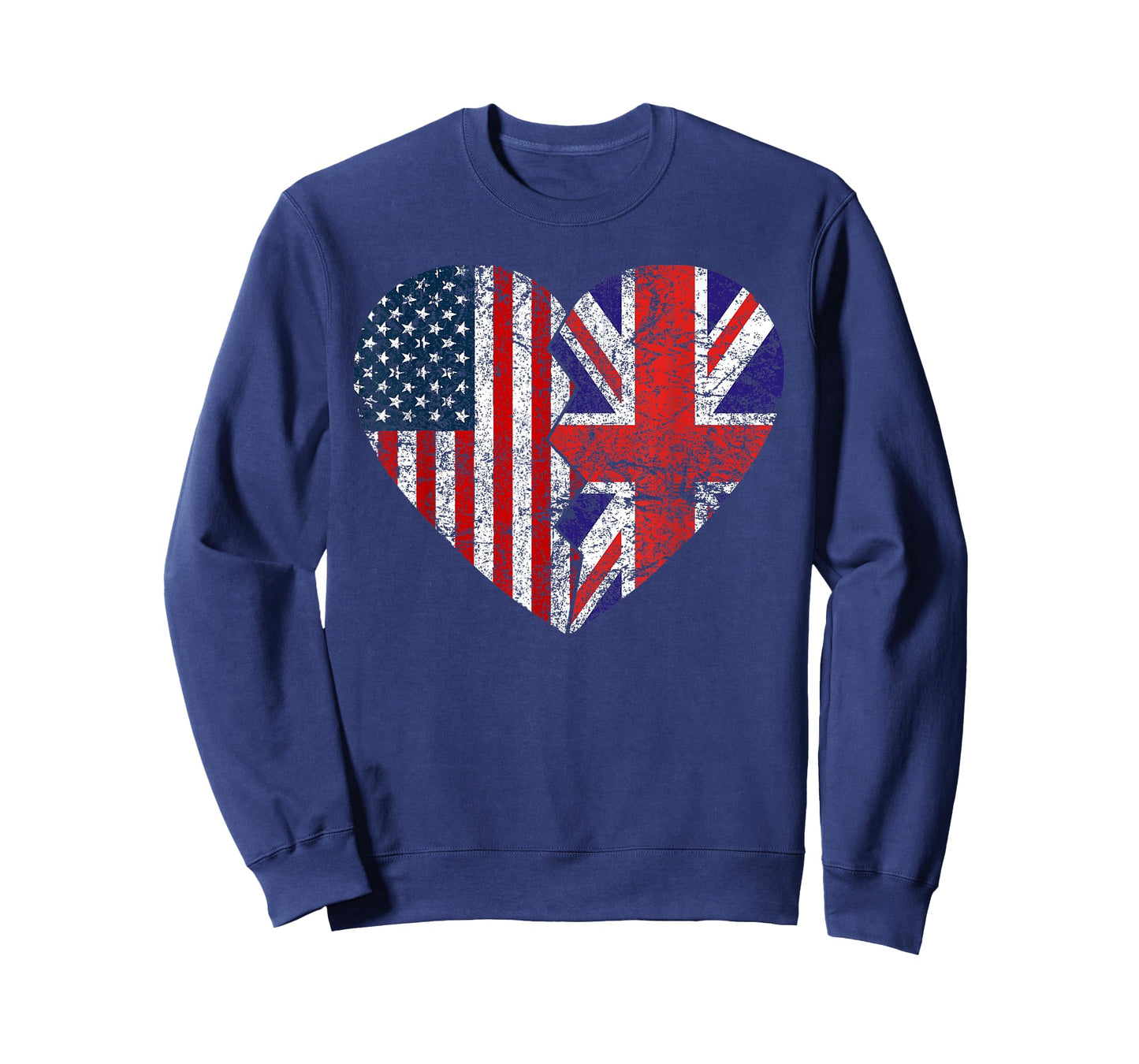 British American Flags Heart | United States UK Roots T-Shirt
