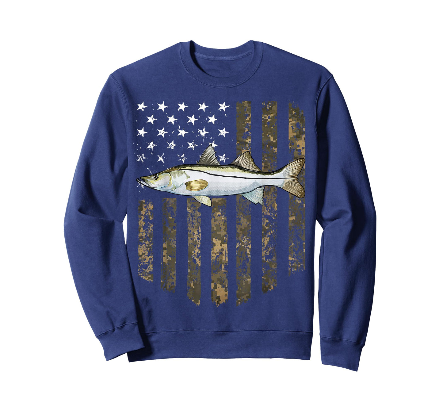 Camo American Flag Snook Fishing 4th Of July T-Shirt