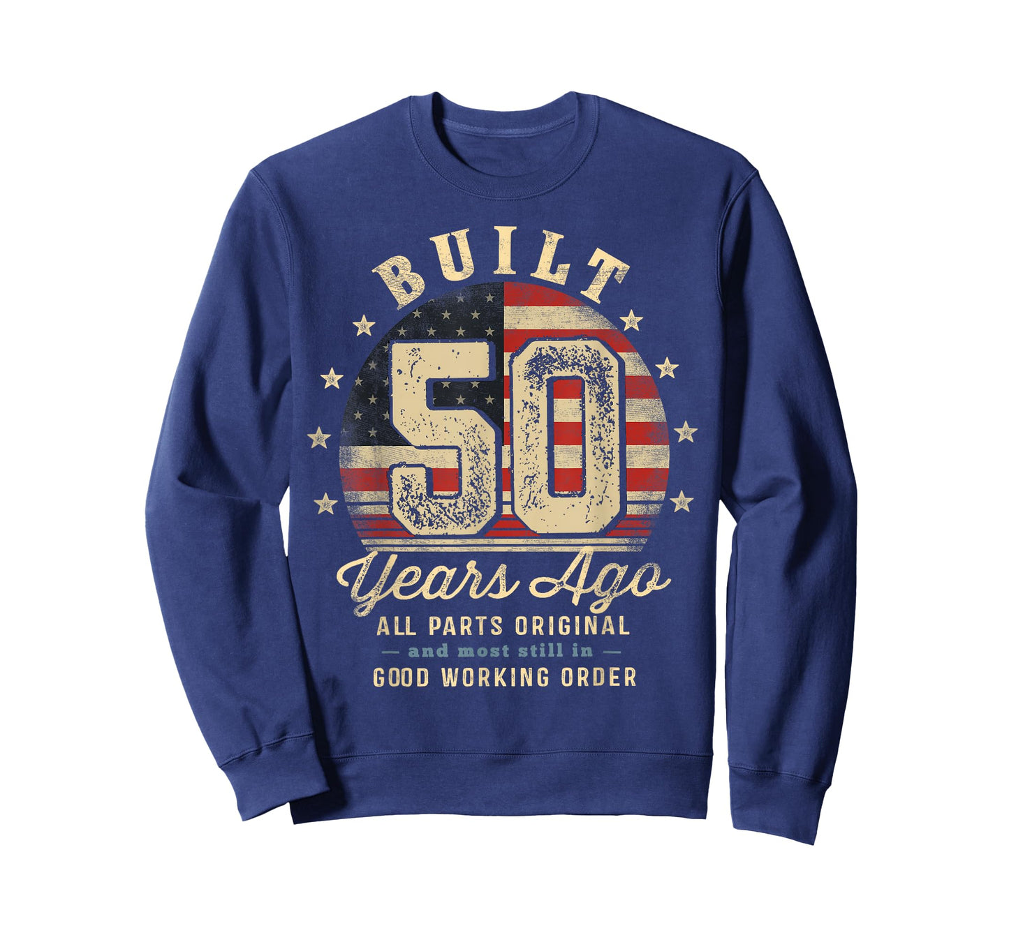 Built 50 Years Ago Funny 50th Birthday USA Flag T-Shirt