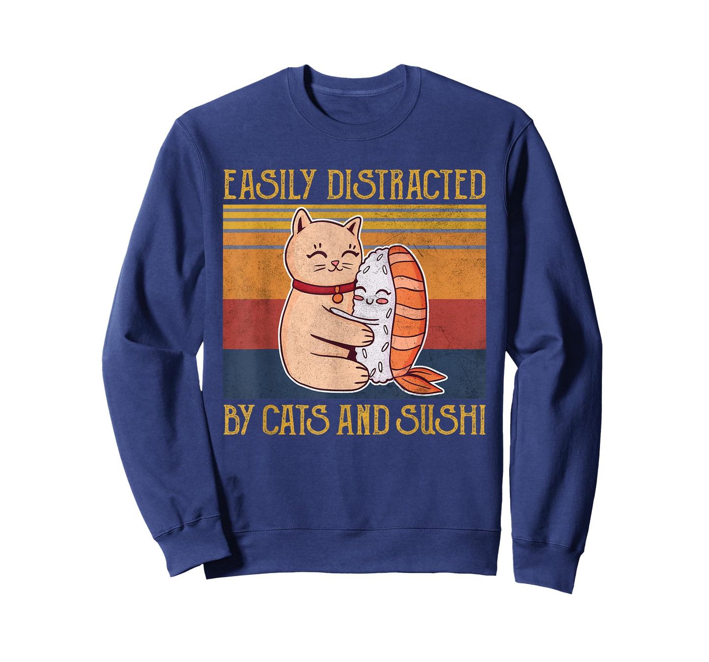 Cat Sushi Lover Gift Easily Distracted By Cats and Sushi T-Shirt