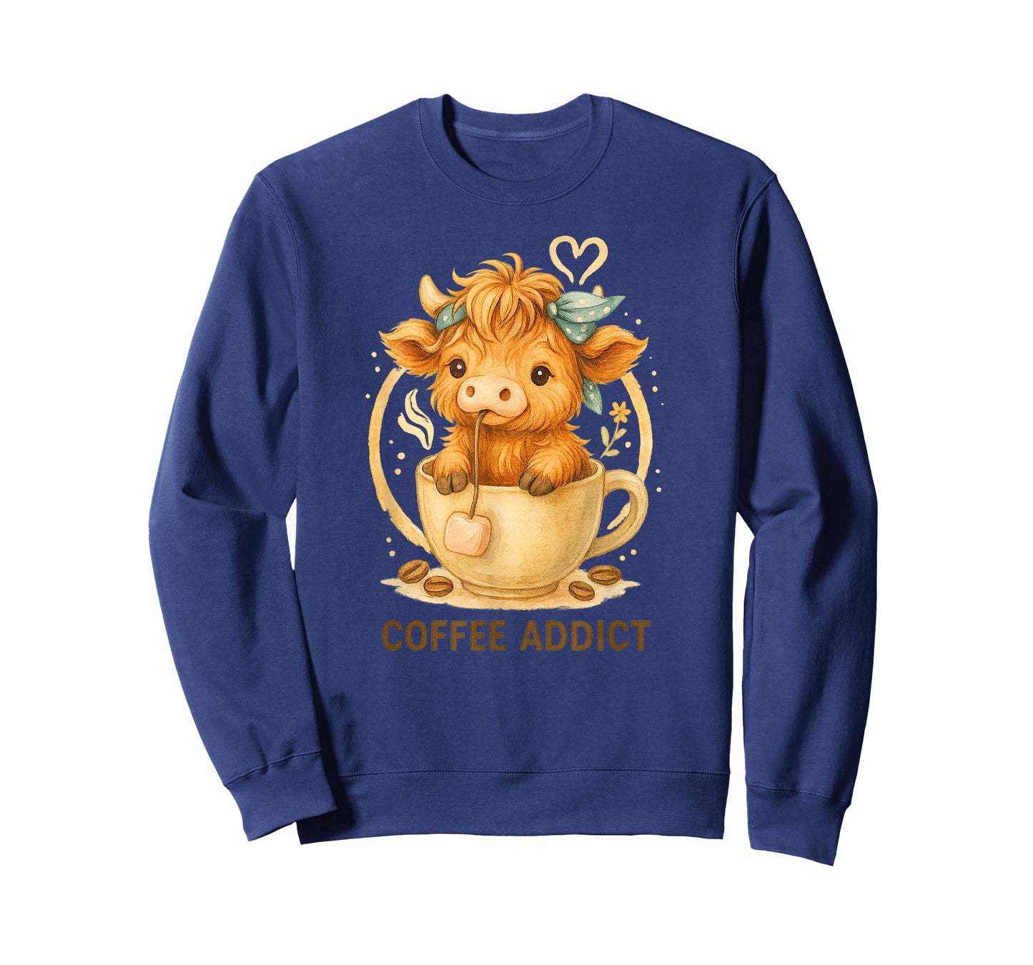 Coffee Addict Cute Highland Cow in Mug T-Shirt