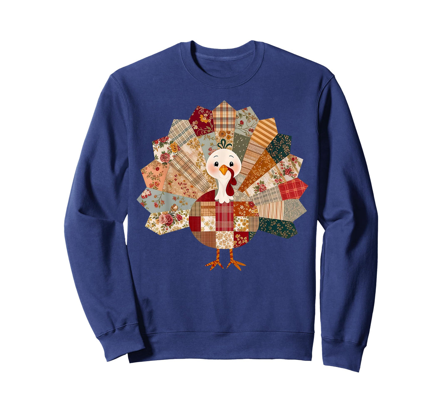 Thanksgiving Vintage Patchwork Turkey Floral Plaid Quilting T-Shirt