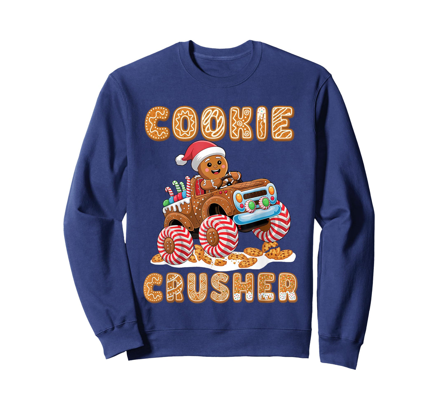 Christmas Gingerbread Pajamas Cookie Crusher Monster Truck T-Shirt