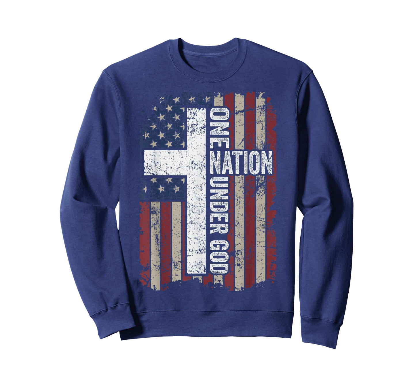 ONE NATION UNDER GOD - Christian Worship USA Cross Flag T-Shirt