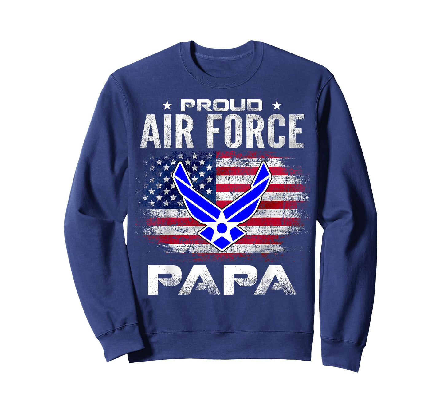 Proud Air Force Papa With American Flag Gift Veteran T-Shirt