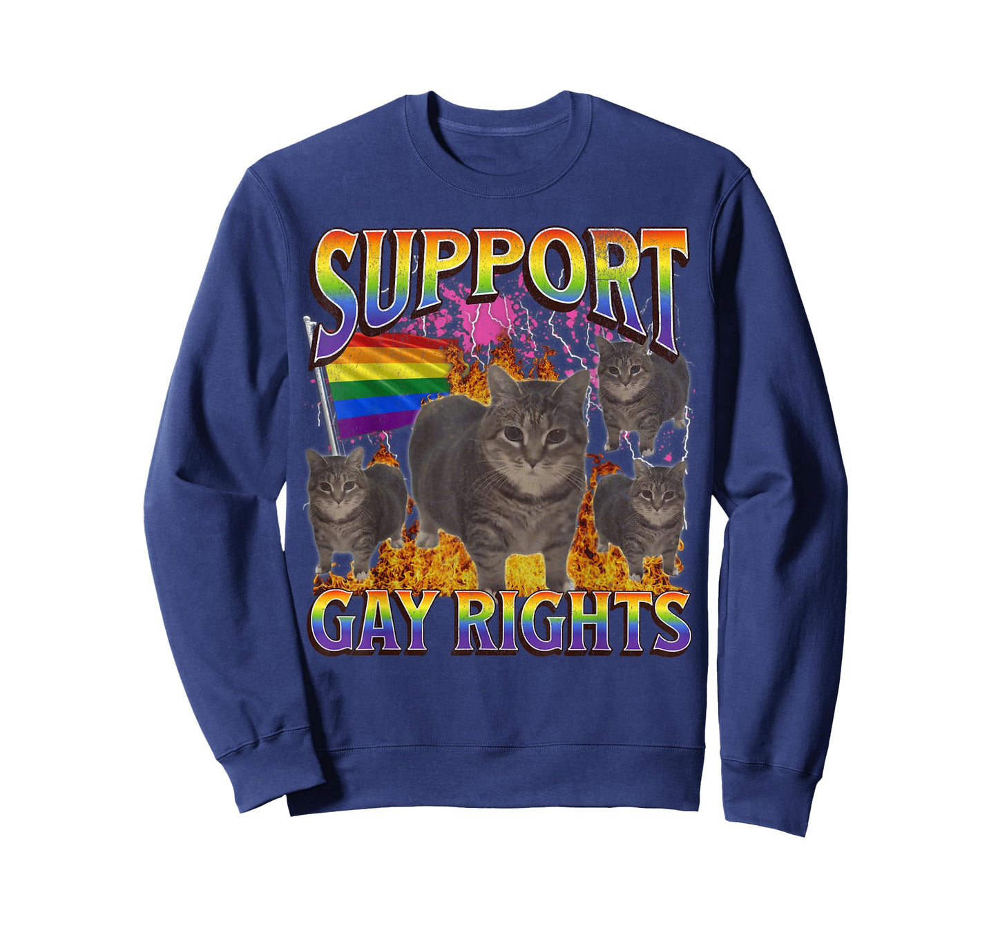 Support Gay Rights Funny Lgbtq Cat Meme Bootleg Graphic T-Shirt