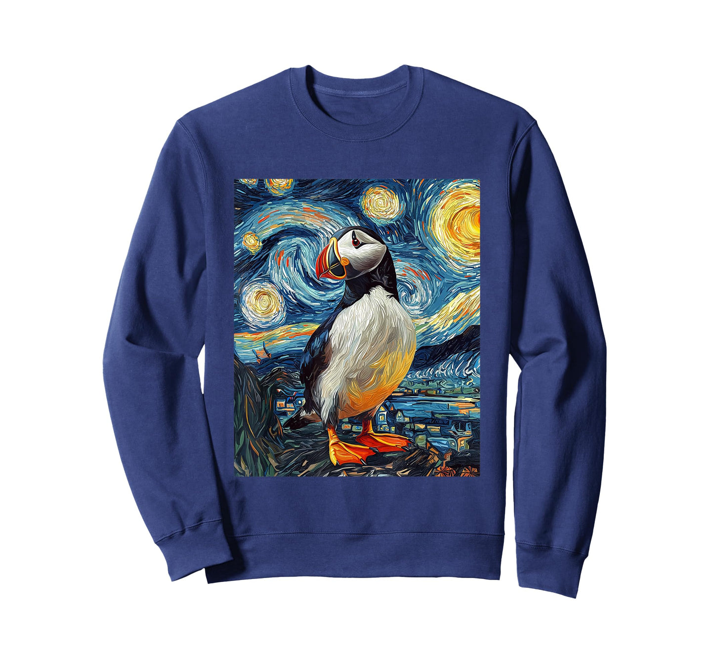 Puffin Sea Bird - Van Gogh Style - Starry Night T-Shirt