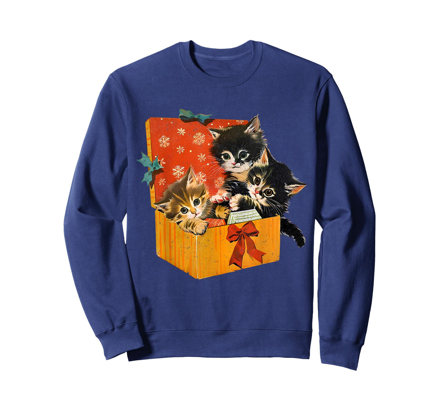 Vintage Funny Kittens Cats in Present Box Merry Christmas T-Shirt