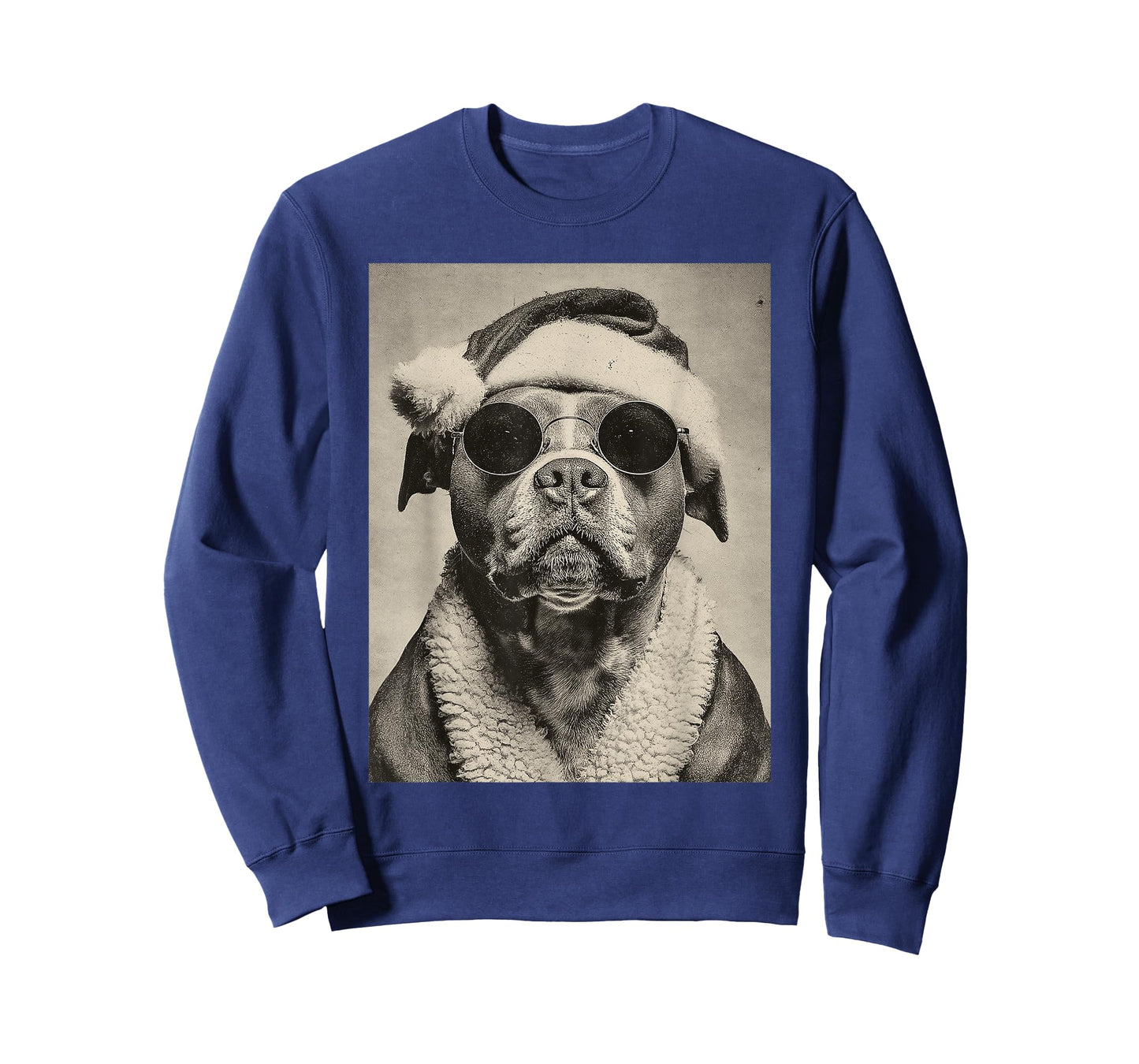 Funny Pit Bull with Sunglasses Retro Christmas Festive Dog T-Shirt