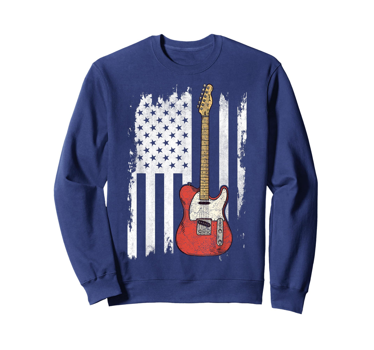 Lets Rock Rock n Roll Guitar Retro USA Flag Music T-Shirt