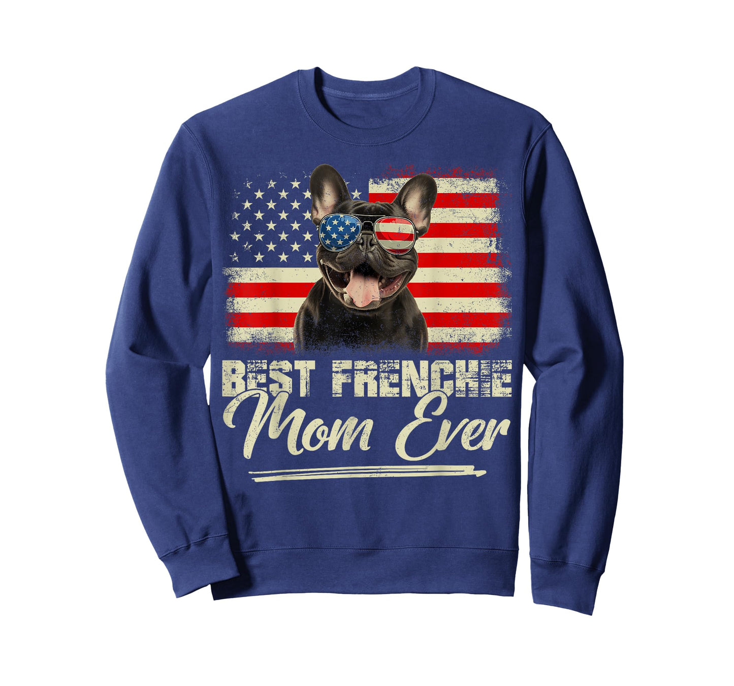 Retro Best Frenchie Mom Ever Mommy USA Flag Mothers Day T-Shirt