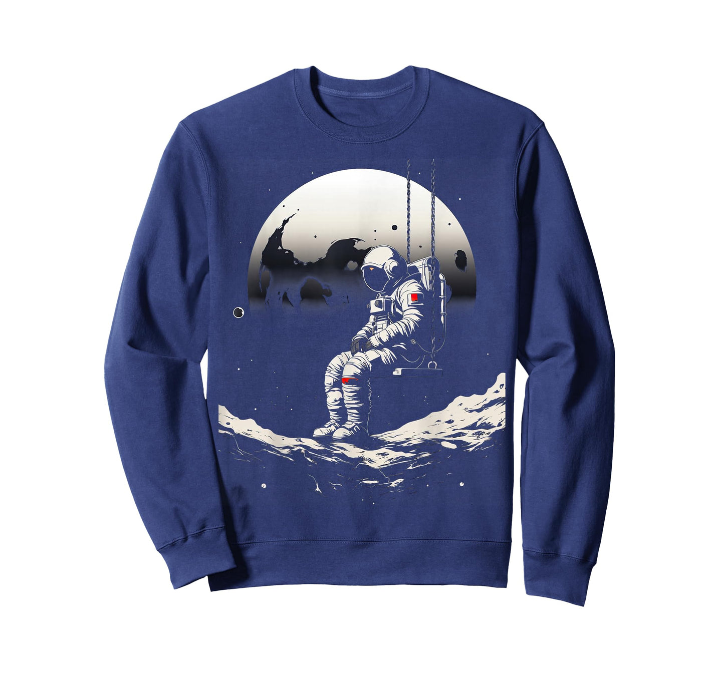 astronaut sitting on a swing in space stars moon T-Shirt