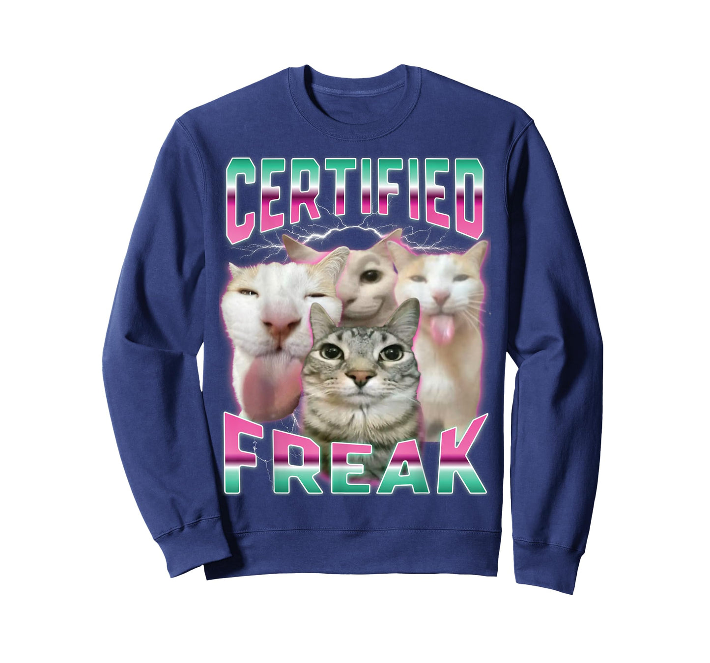 Certified Freak Funny Cat Meme Cursed Silly Staring Cat T-Shirt for Men Women Kids