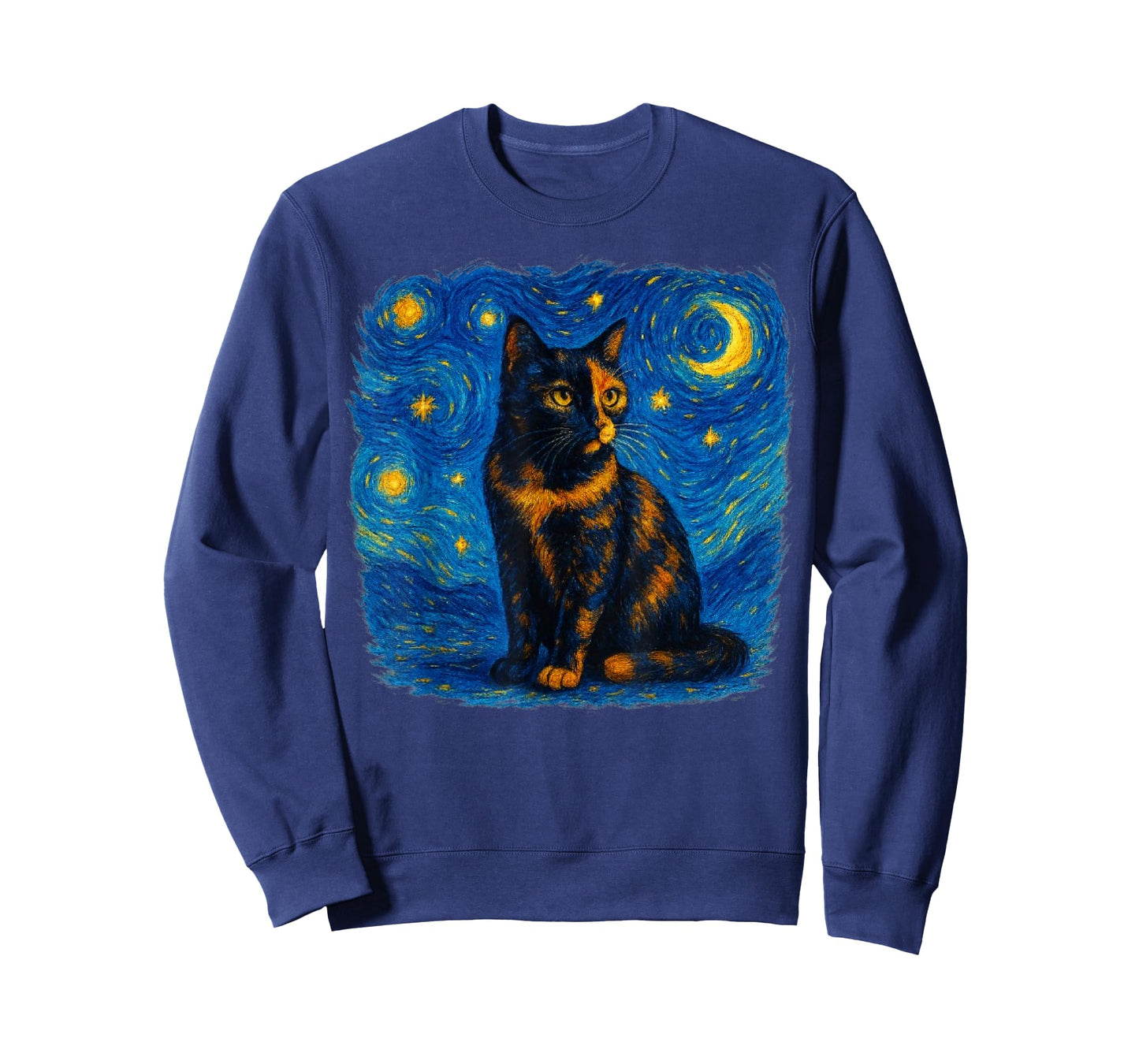 Tortoiseshell Tortie Starry Night Kitty Cat Art T-Shirt