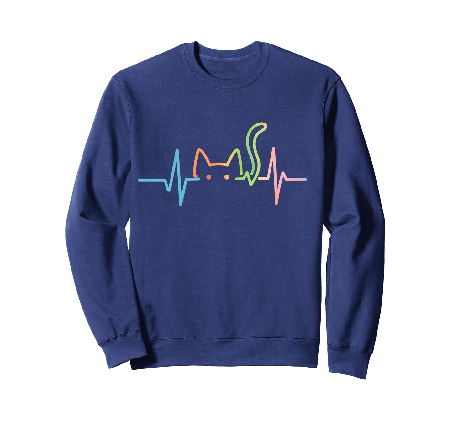 Heartbeat Cat Lover Animal Silhouette Cute Kitty Cat Long Sleeve T-Shirt