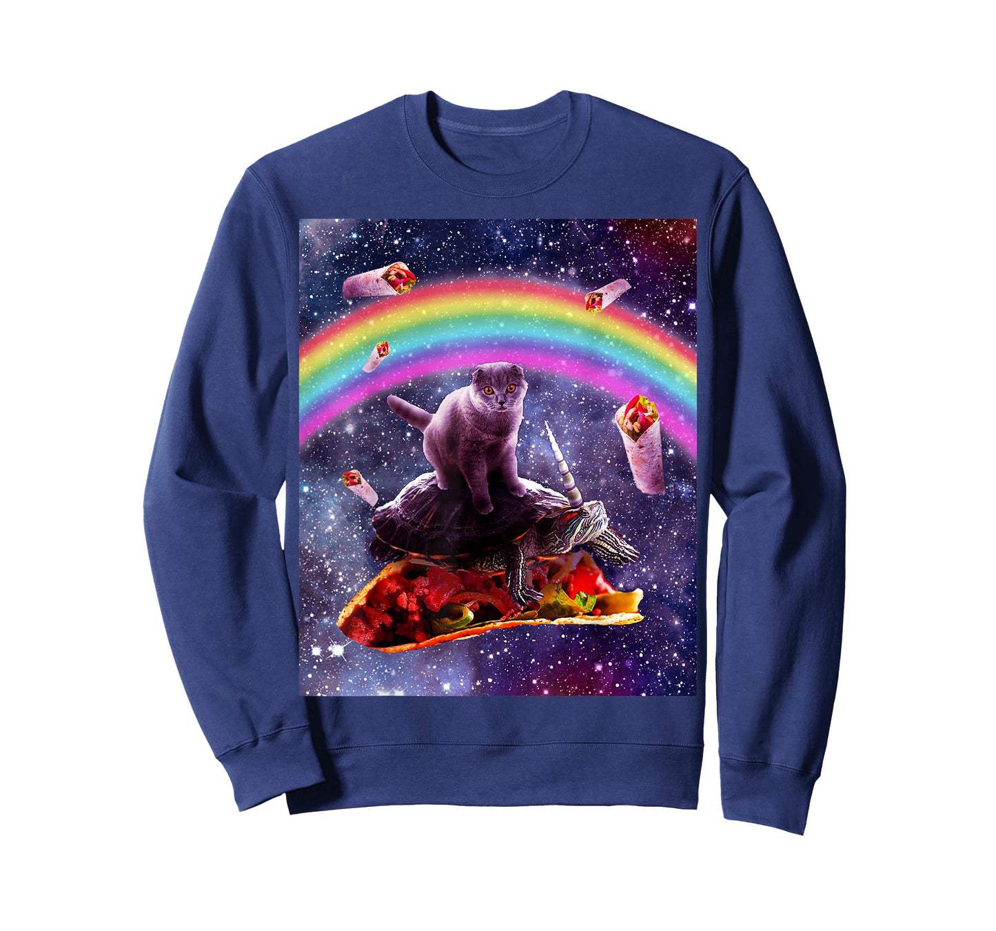Space Cat Riding Turtle Unicorn - Taco & Burrito T-Shirt
