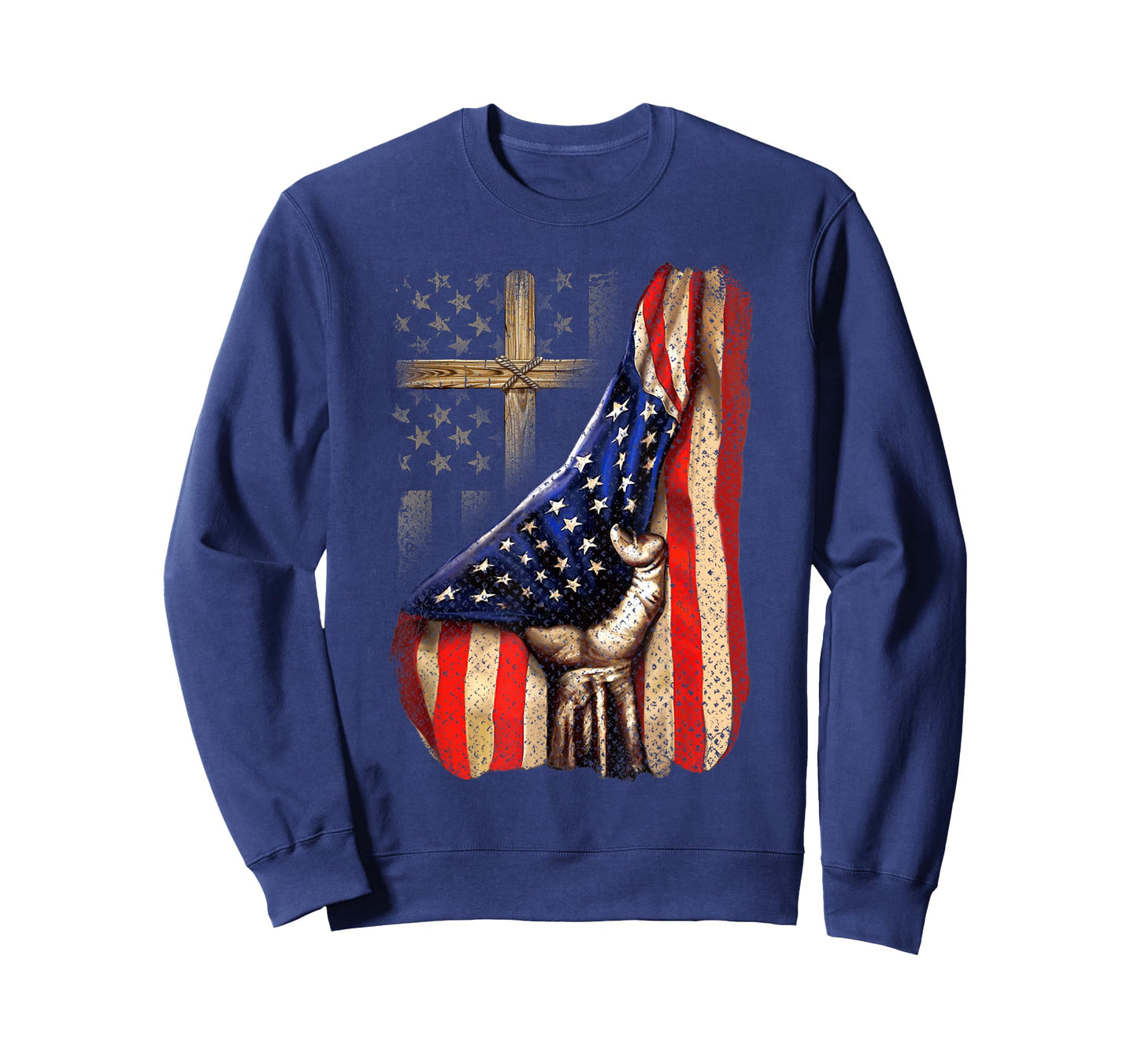 Cross Christ American Flag Pride Hand Christian Lover T-Shirt
