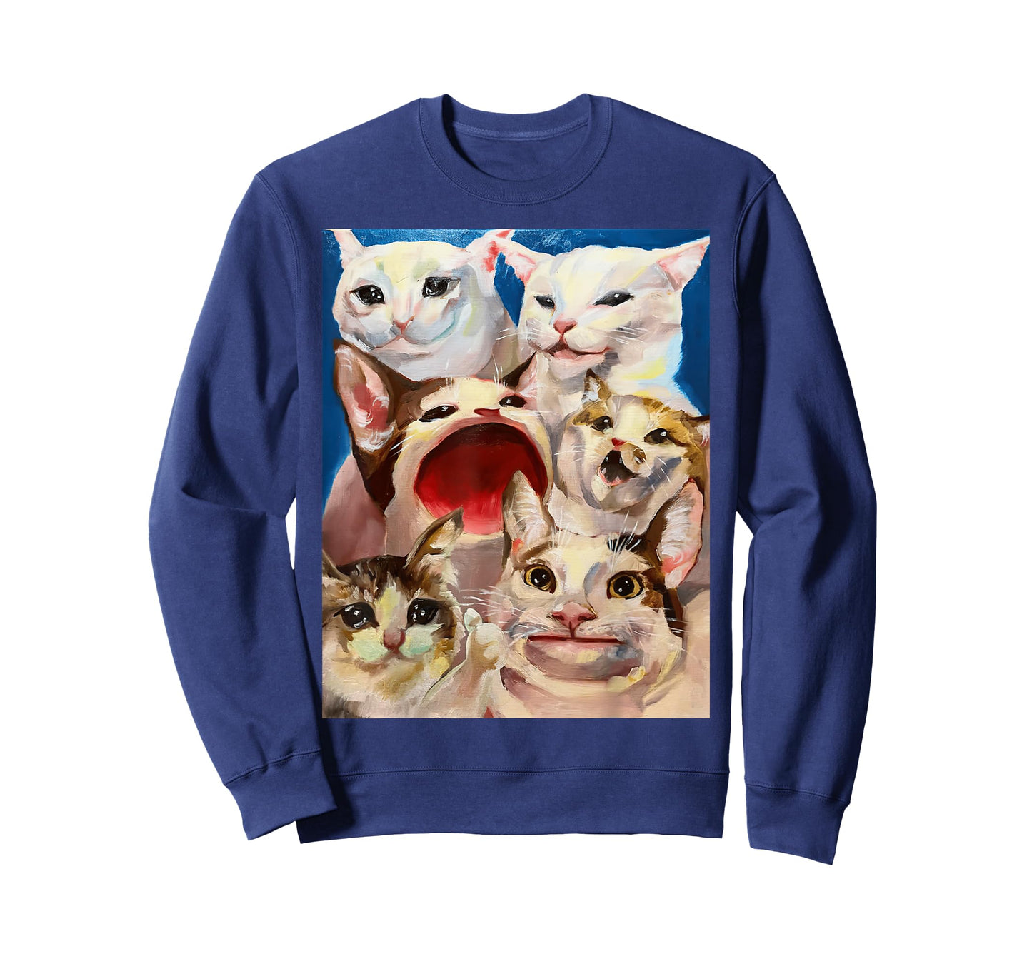 Funny Dinner Table Cat Crying Cat Pop Cat Polite Cat Meme T-Shirt for Men Women Girls Kids
