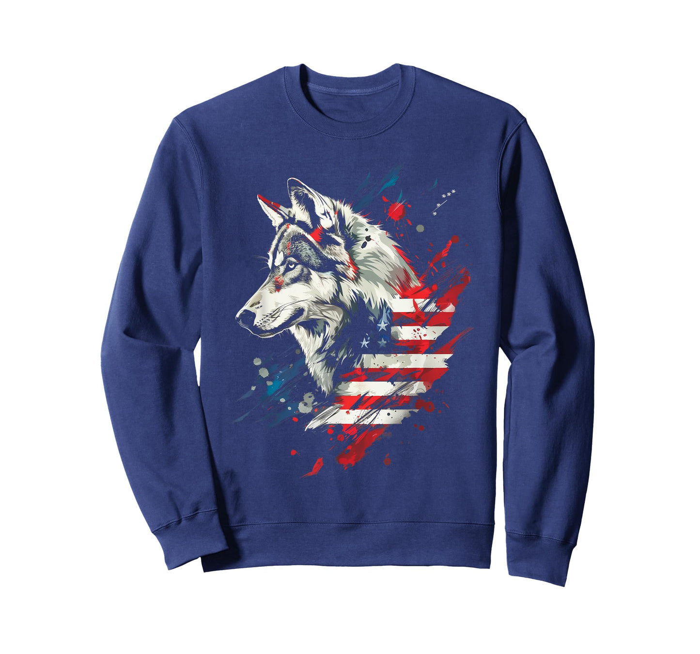 Wolf American Flag USA Patriotic Wolf Lover Women Kids Men T-Shirt