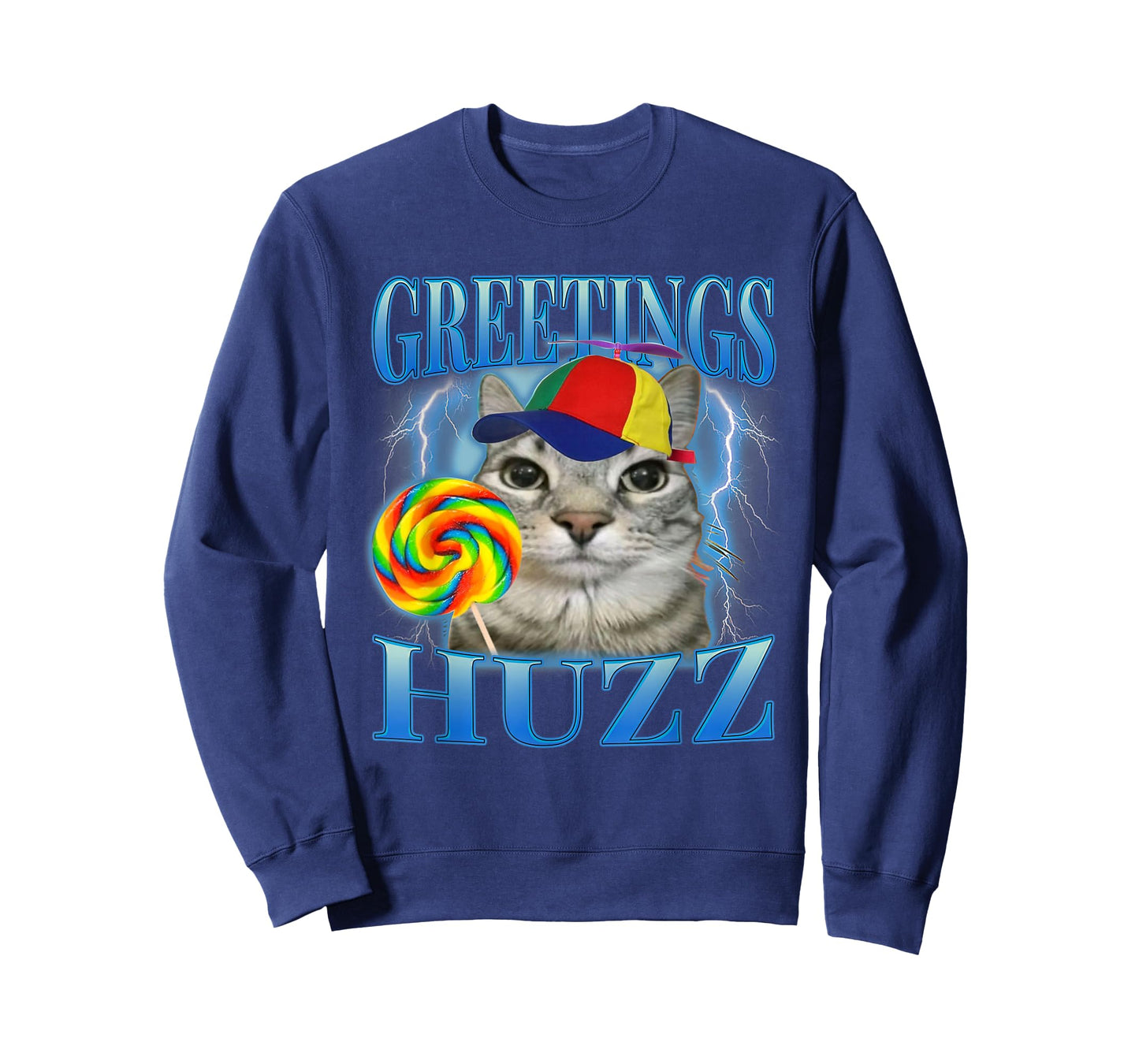 Lollipop Cat Meme Greetings Huzz Funny Silly Cats Humor T-Shirt