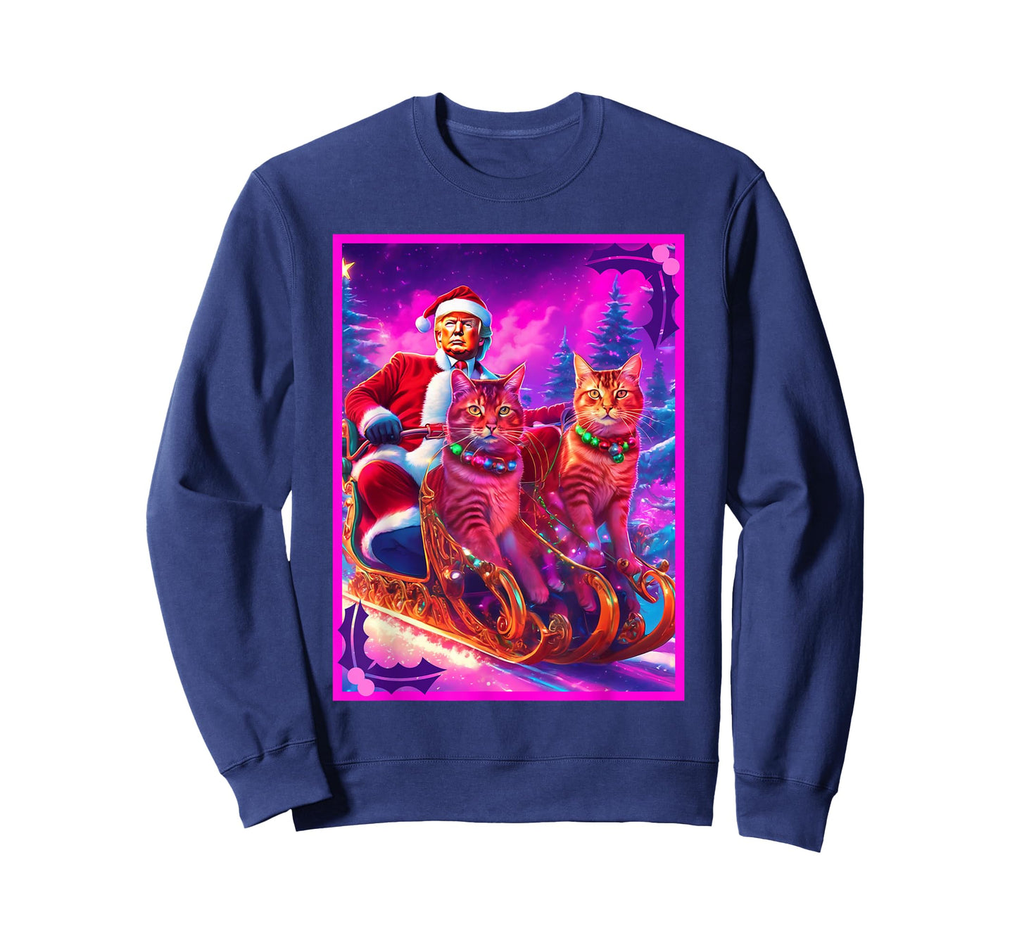 Funny Cat Lover Christmas Sweater Trump Ugly Christmas T-Shirt for Men Women