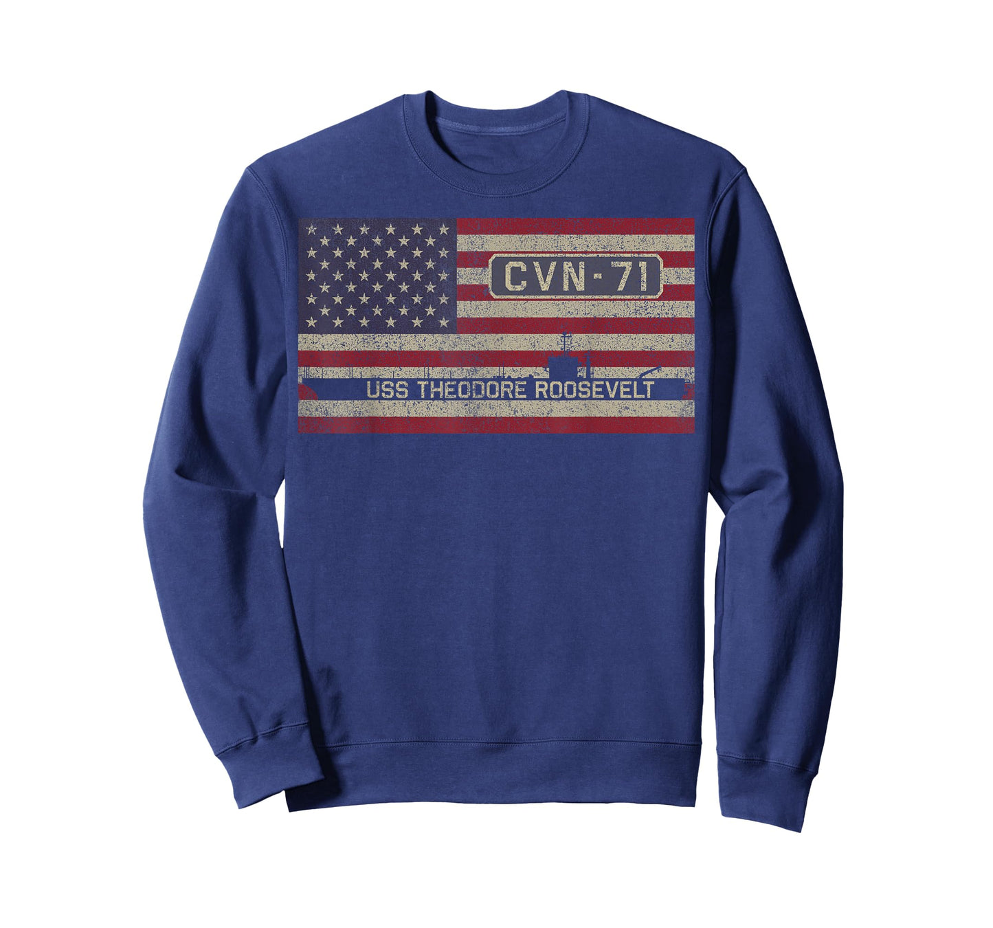 USS Theodore Roosevelt CVN-71 Aircraft Carrier American Flag T-Shirt