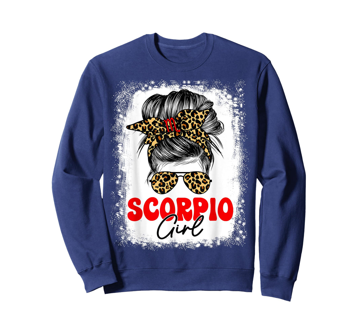 Scorpio Girl Leopard Messy Bun Zodiac Sign Birthday T-Shirt