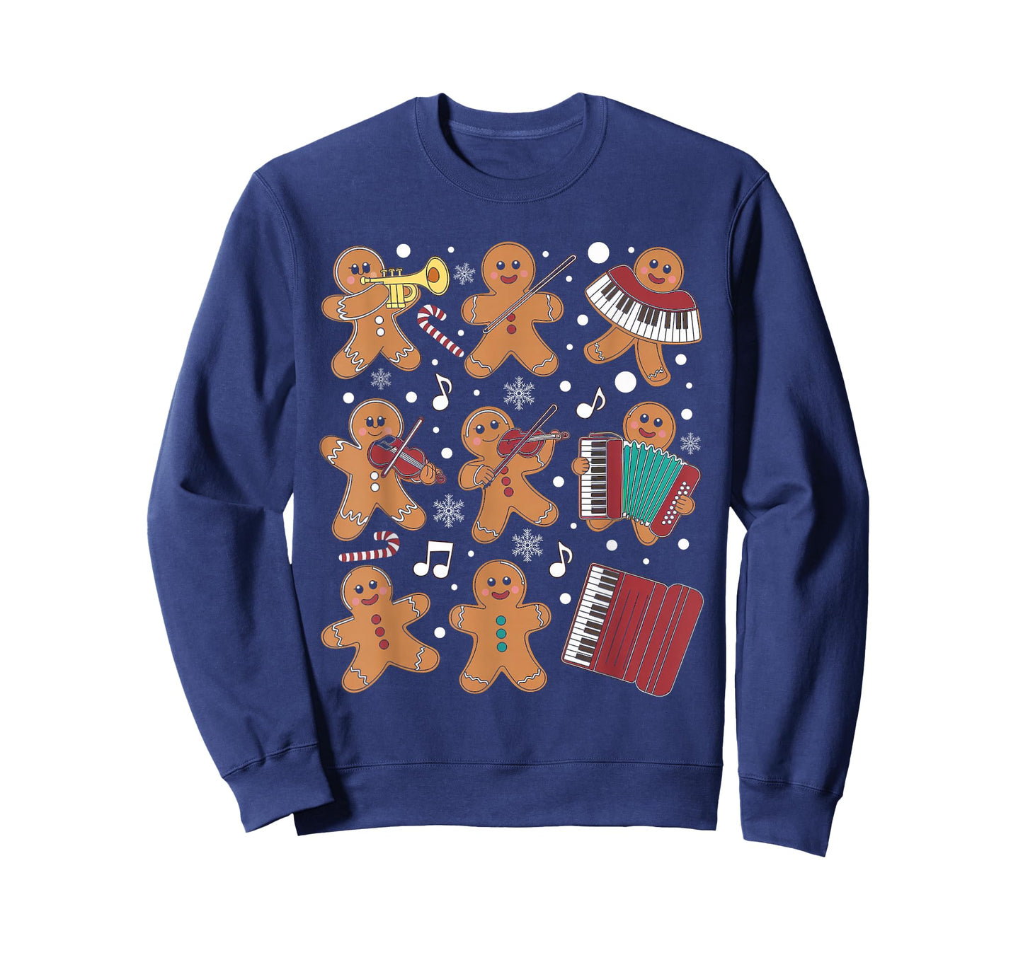 Christmas Musician Gingerbread Playing Musical Instruments T-Shirt