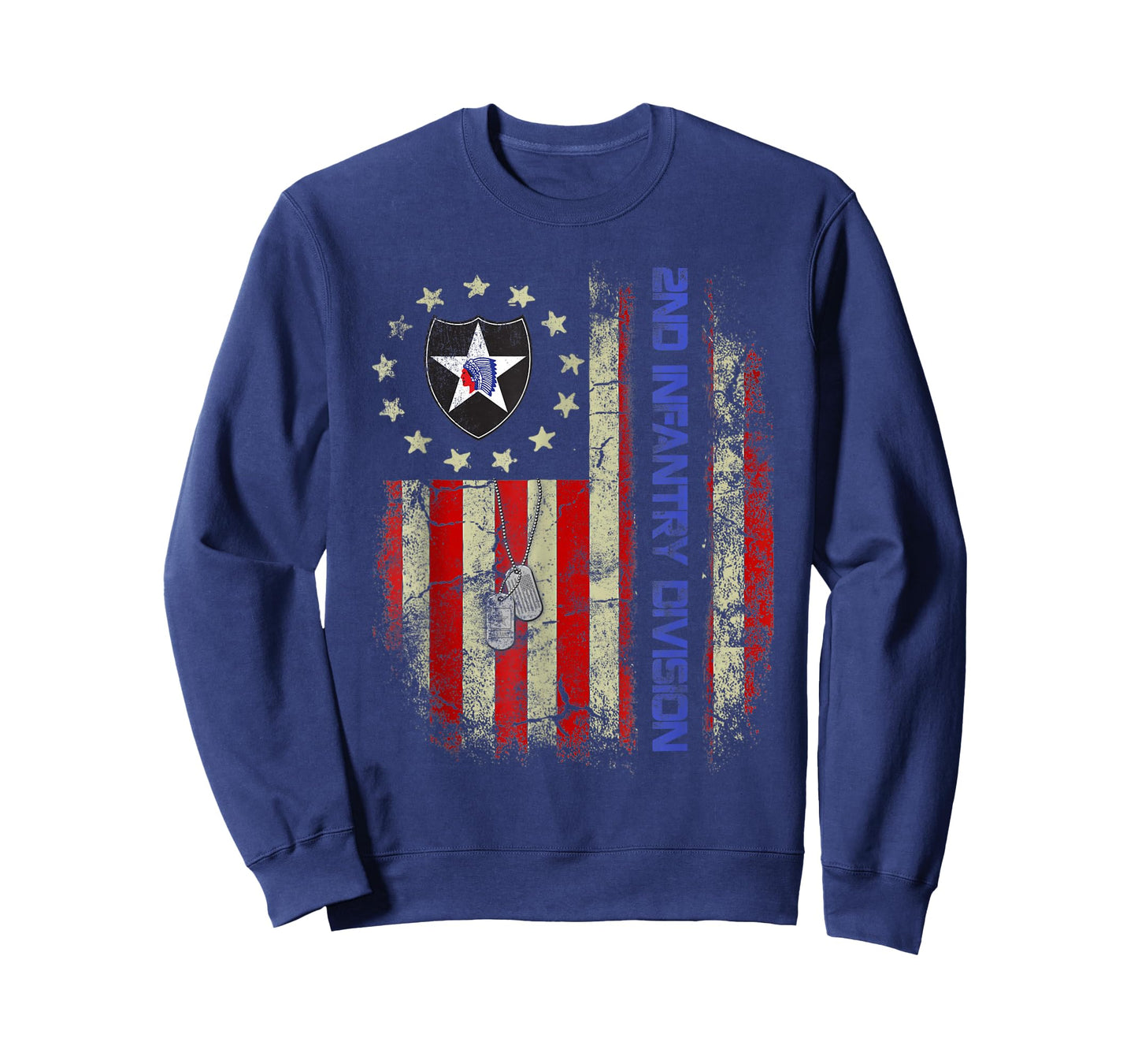 Vintage Flag 2nd Infantry Division Veteran Independence Day T-Shirt