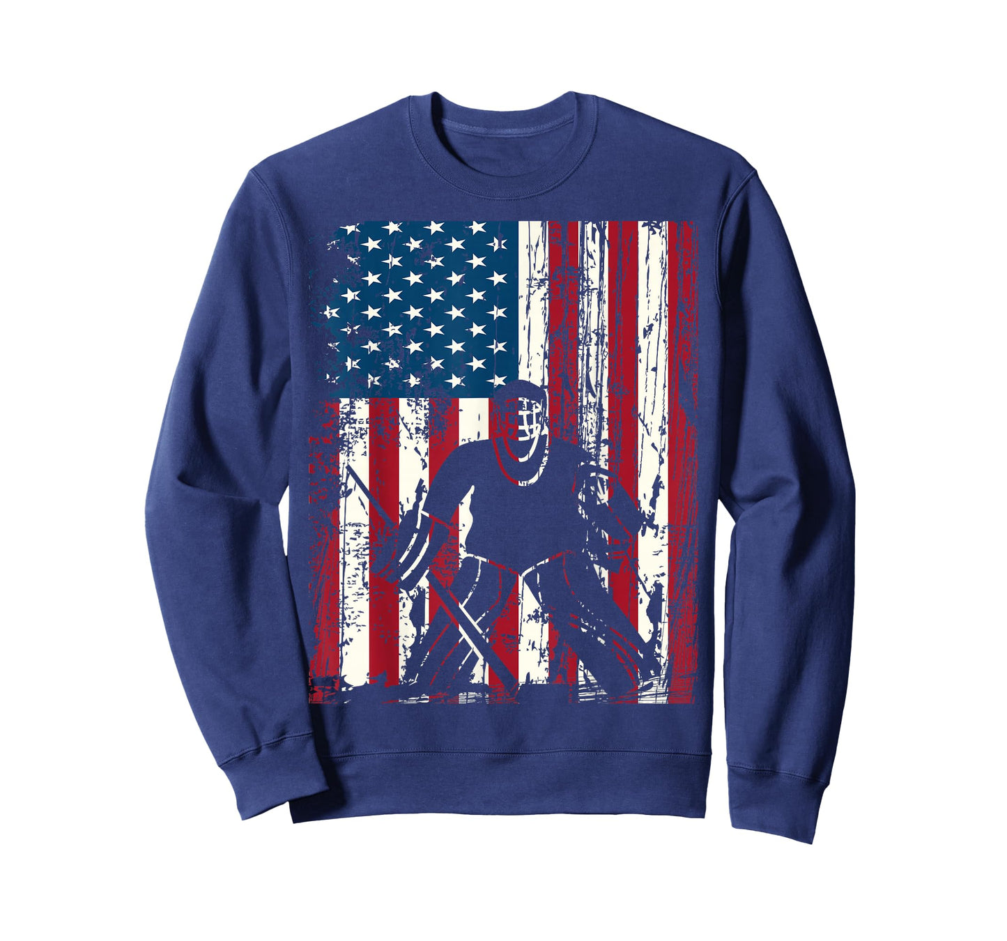Vintage USA American Flag Ice Hockey Goalie 4th of July T-Shirt