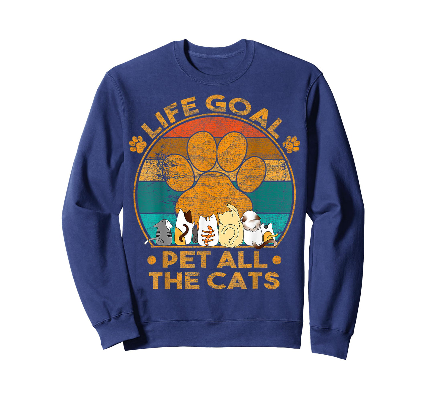 Life Goal Pet All The Cats Vintage Retro Lovers Cats T-Shirt