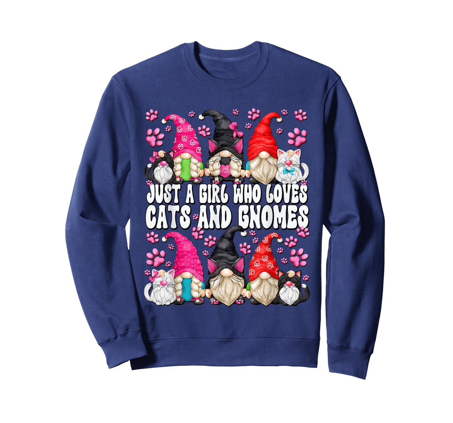 Just A Girl Who Loves Cats And Gnomes For Women Funny Saying T-Shirt