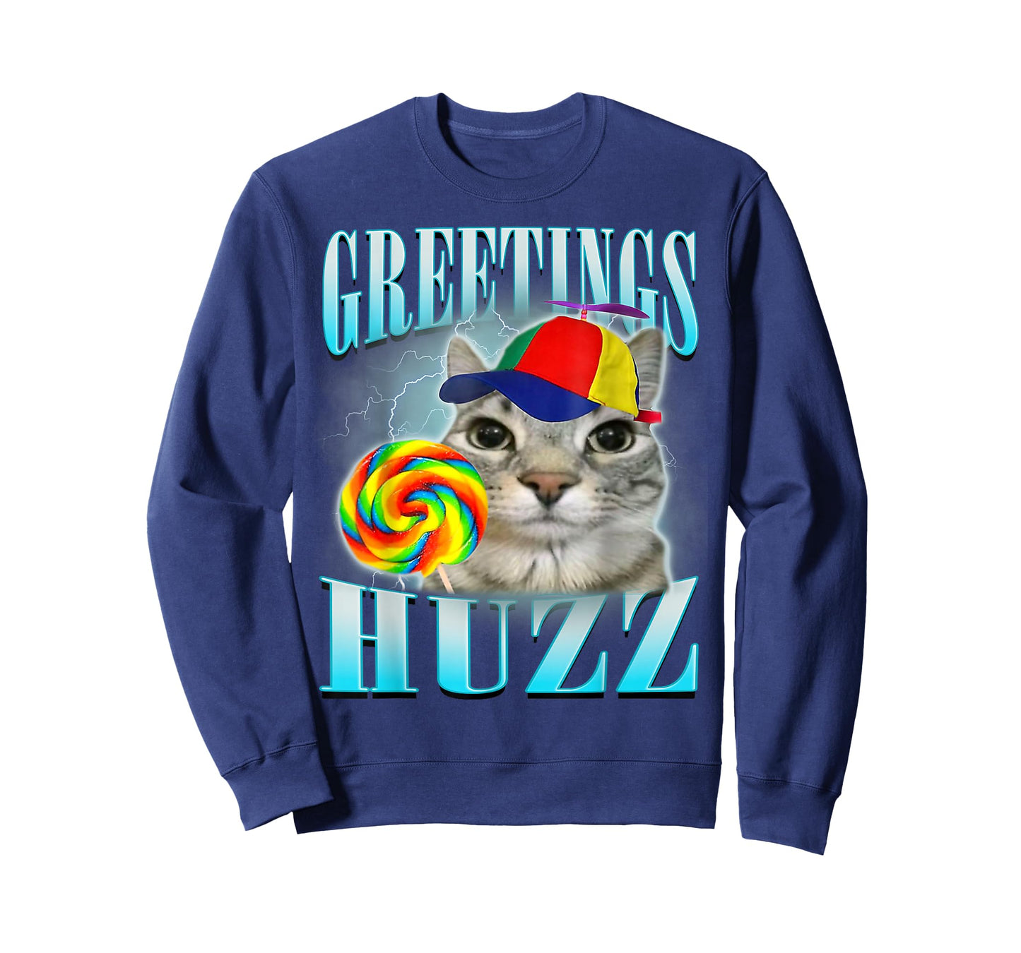 Greetings Huzz Funny Cat Meme Lovers Silly Cats Brainrot T-Shirt