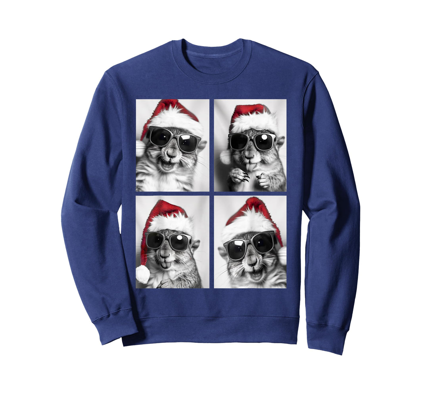 Funny Christmas Squirrels Sunglasses Santa Hat Festive Meme T-Shirt