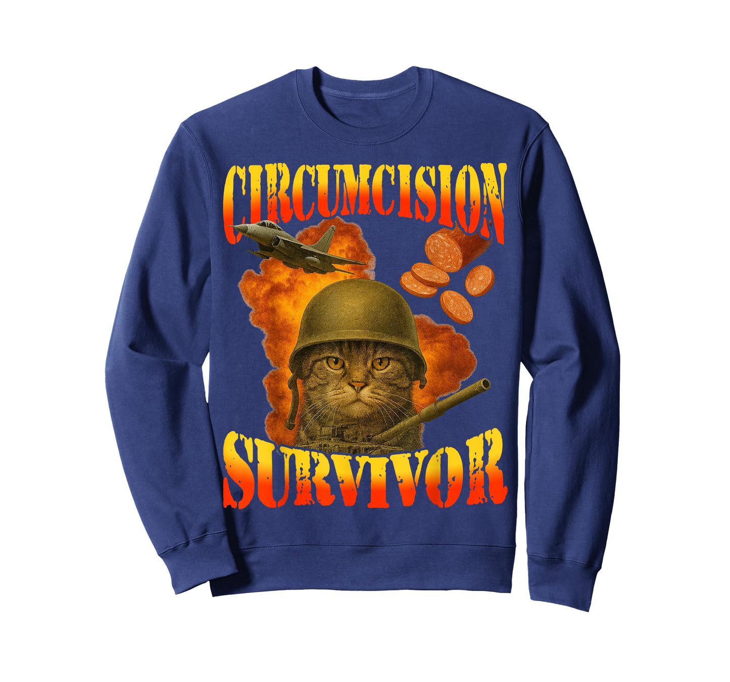 Circumcision Survivor Funny Vintage War Meme Cat Humor T-Shirt