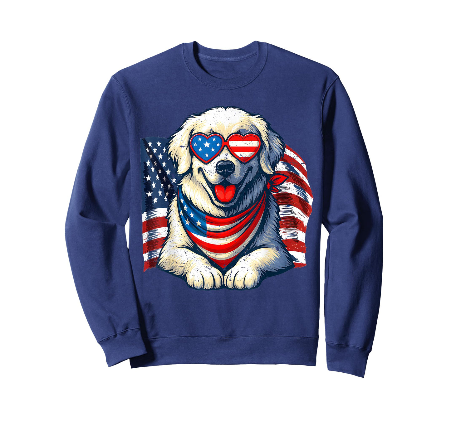 Vintage Great Pyrenees American Flag Love Sunglasses Freedom T-Shirt