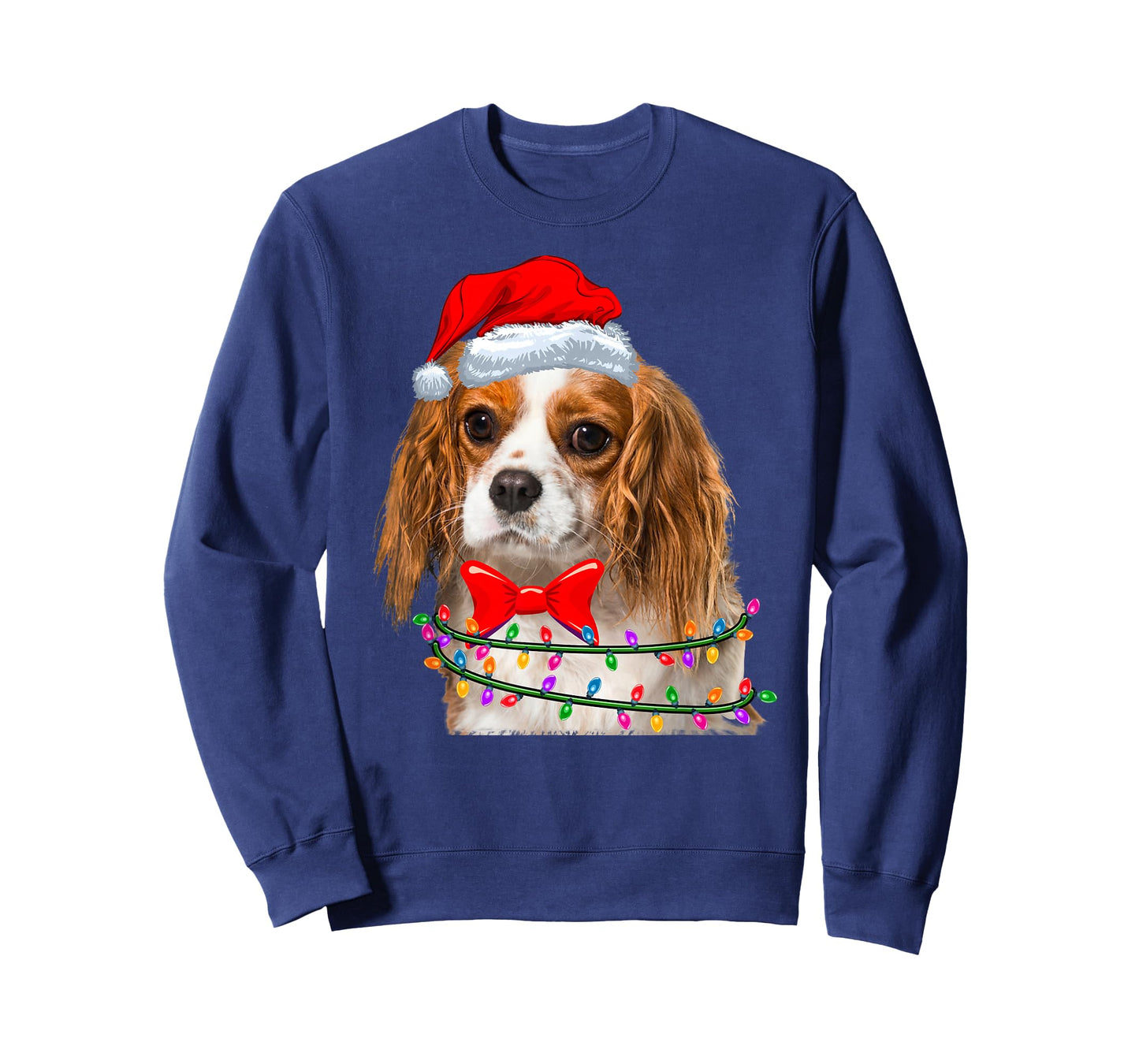 Christmas Lights Cavalier King Chales Spaniel Wearing Hat T-Shirt