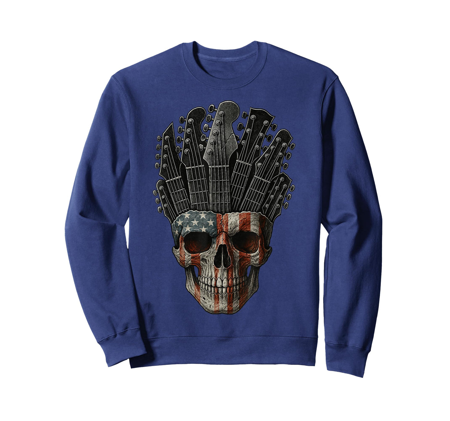 American Flag Skull Guitar T-Shirt Rock Music Guitar Player T-Shirt
