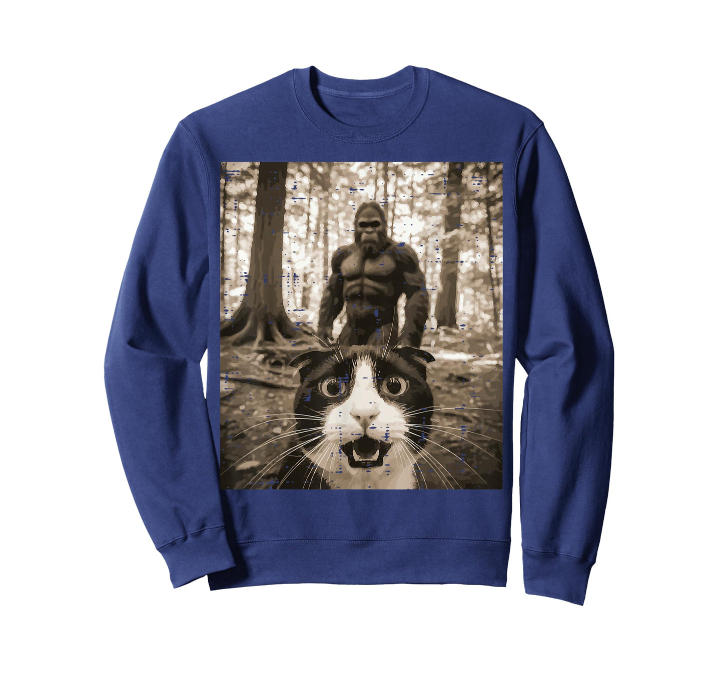 Tuxedo Cat Bigfoot Selfie Funny Meme Sasquatch Men Women Kid T-Shirt
