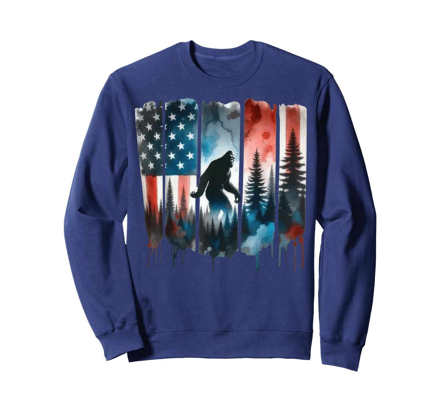 Bigfoot American Flag Sasquatch Patriotic 4th of July T-Shirt