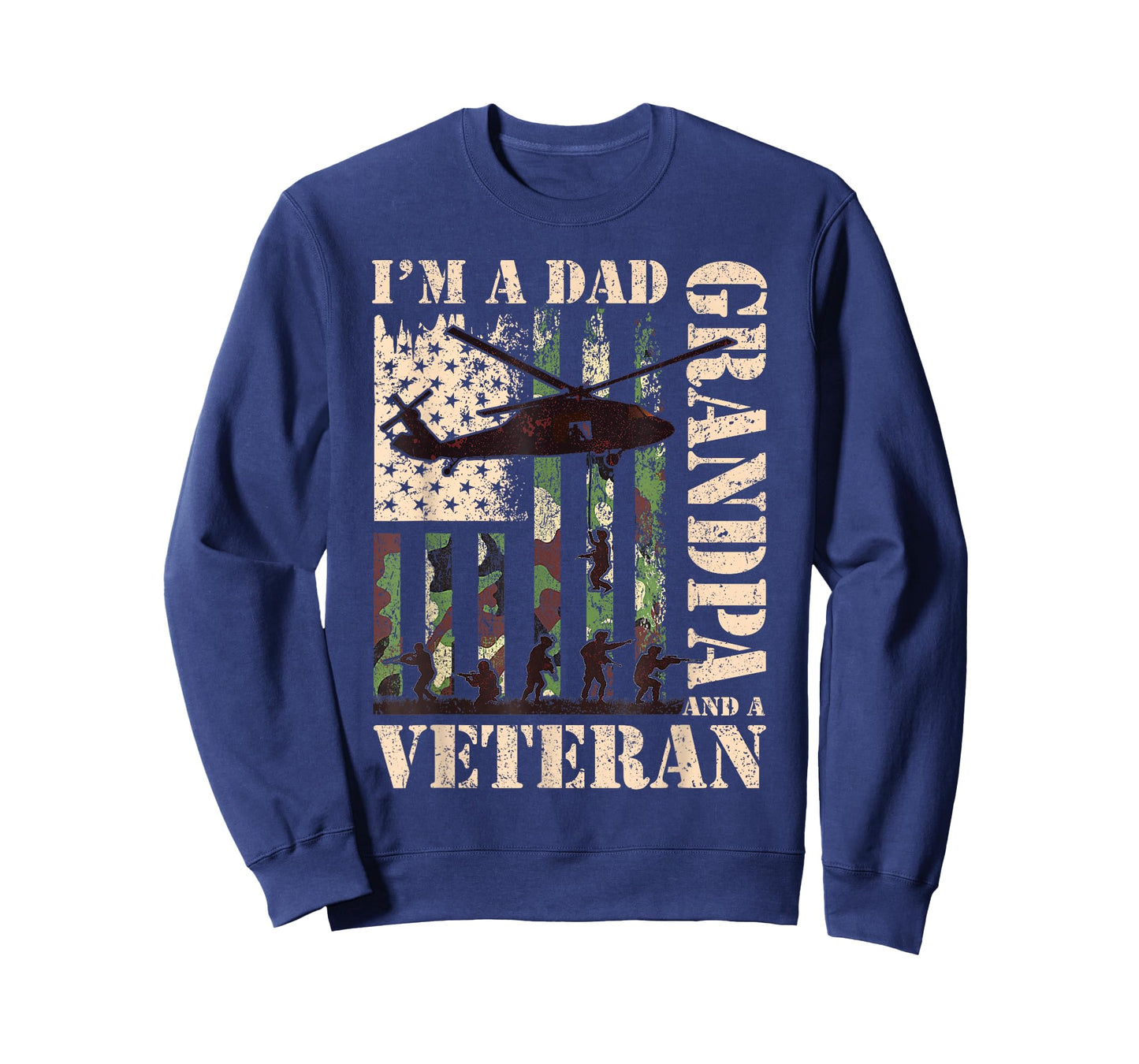 Grandpa Veteran Fathers Day Dad Veteran Camo American Flag T-Shirt